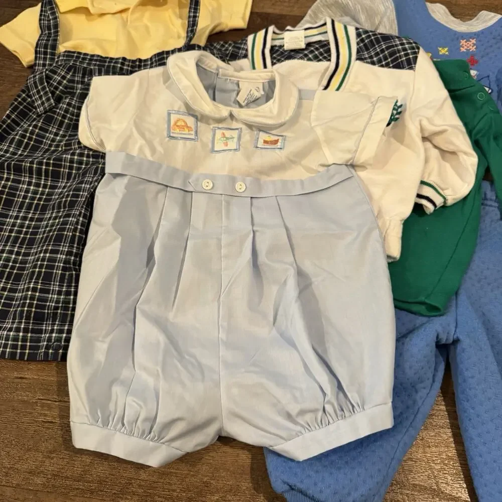 8-Piece Lot Vintage Baby Boy Clothes 12 Months 1990s Okie Dokie Carters FLAWS